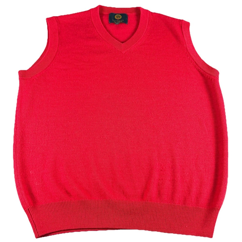 Viyella Red 100% Merino Wool Sweater Vest Men's Large V-Neck Classic